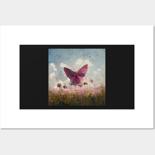 Pink Butterfly  in The Flower Field Wall Art by DarkAgeArt